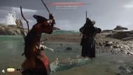 Takezo crouches, then steps twice before striking. Wait for the actual swing before parrying (Image via Sportskeeda Gaming || Sucker Punch)